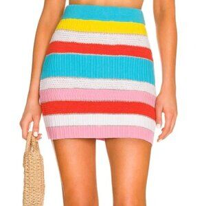 Solid & Striped The Rosie Mini Skirt in Colorblocked Stripes Knit Crochet S $178
